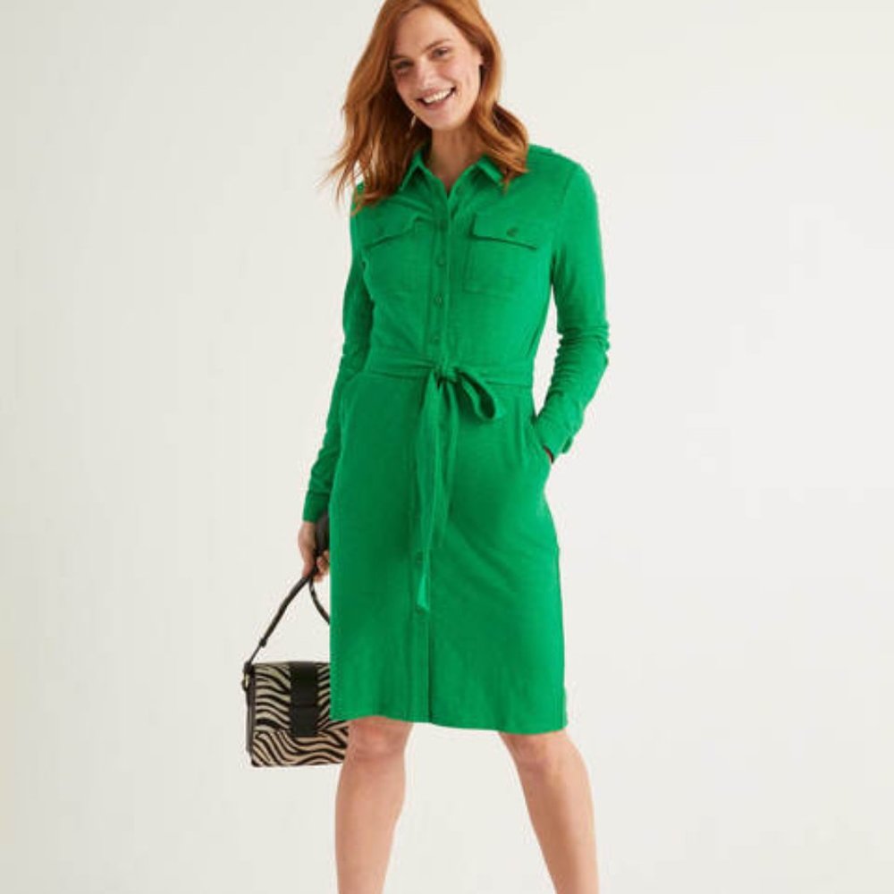 Boden Rowena Shirt Dress, Emerald Green, Size 10